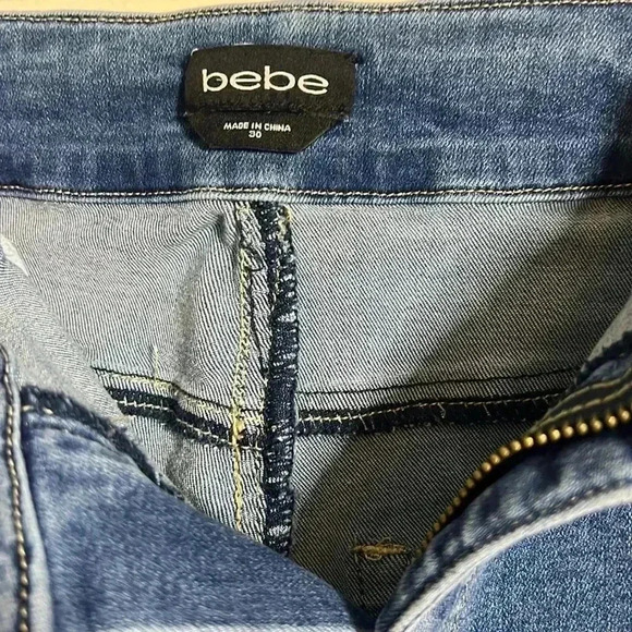 Bebe Ultra High Rise Skinny Jeans Hook Eye Ankle Detail Stretch Denim Womens 30 - Picture 7 of 8